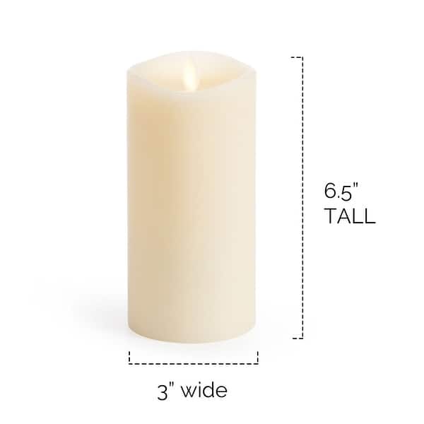 LUMINARA Ivory Flameless Candle Pillar Melted Top Unscented 3.0